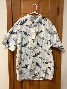NWT Columbia Men's Short-Sleeve AOP Get Snooked Fish Shirt Size 2XB (2XL)